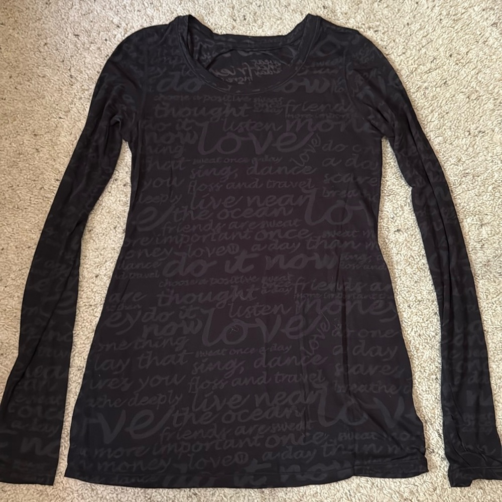 Lululemon SHEER long  Sleeve tshirt. Size 6.